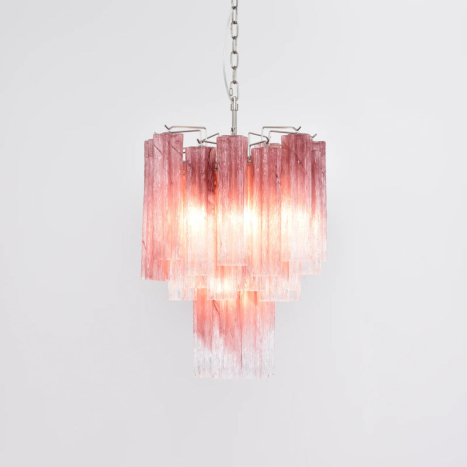Cerise Pink Ombré Fluted Glass Chandelier