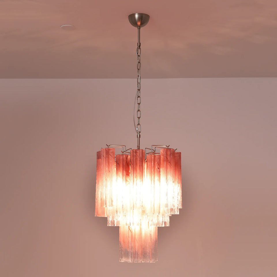 Cerise Pink Ombré Fluted Glass Chandelier