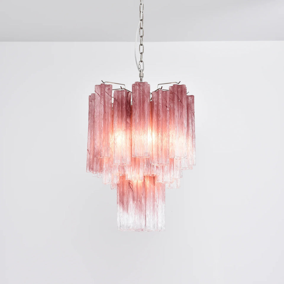 Cerise Pink Ombré Fluted Glass Chandelier