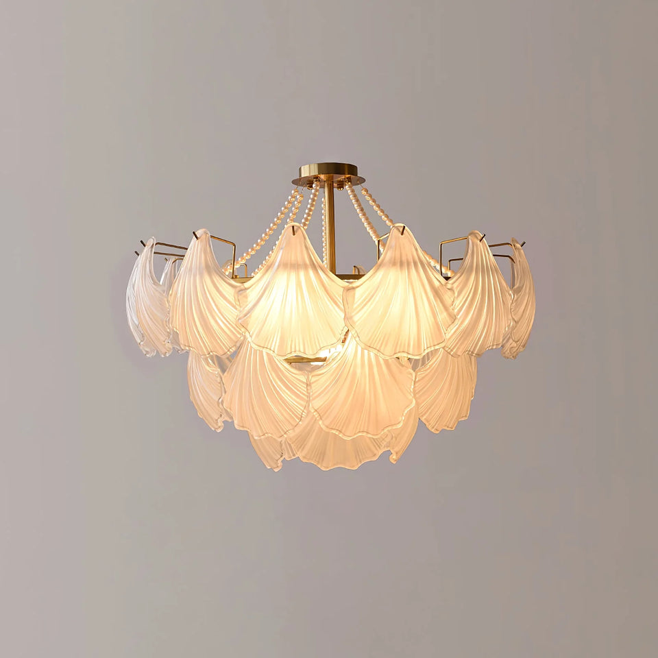 Ribbed Glass Shell Pendant Chandelier