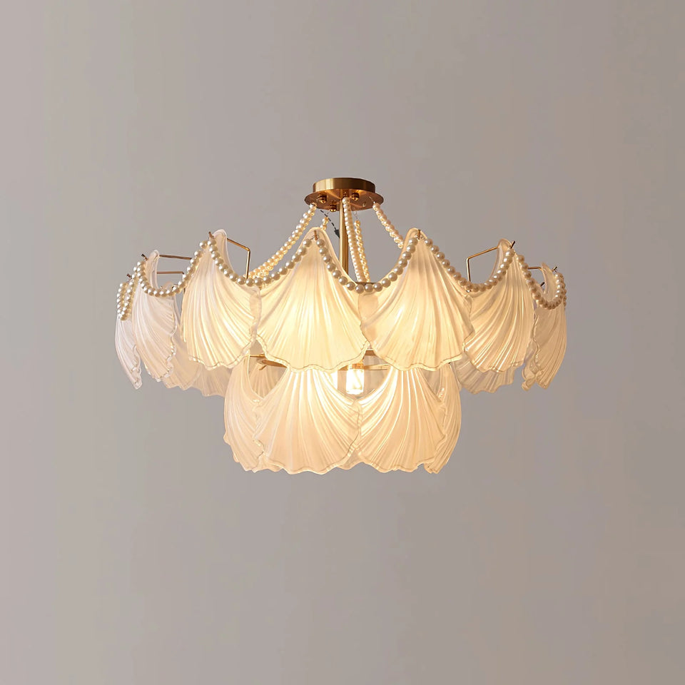 Ribbed Glass Shell Pendant Chandelier