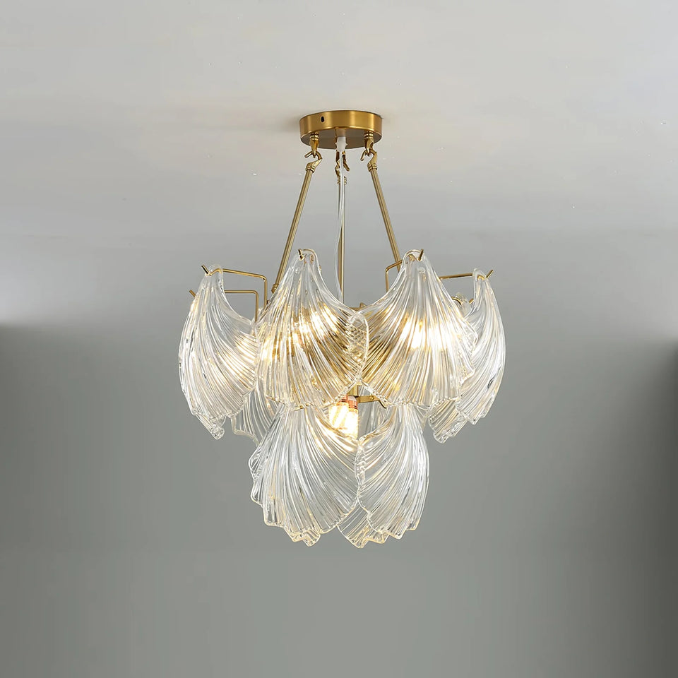 Ribbed Glass Shell Pendant Chandelier