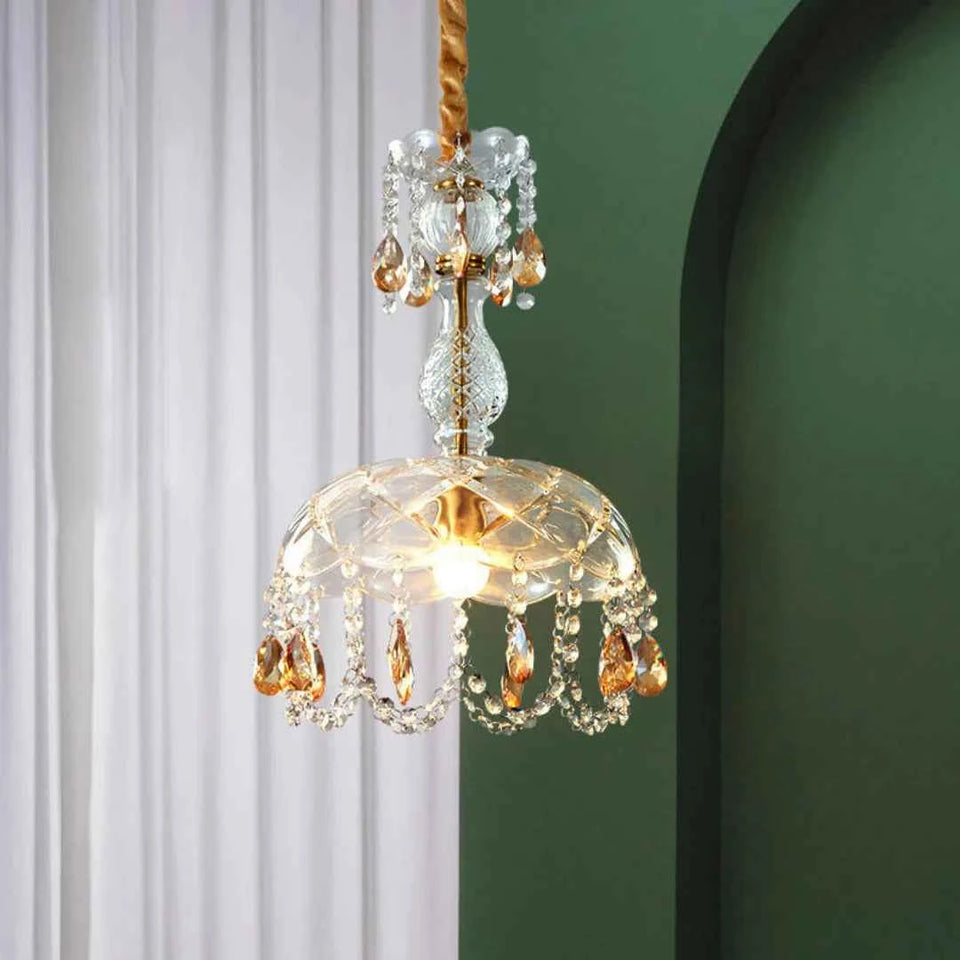 Rondelle Crystal Flower Pendant Lamp