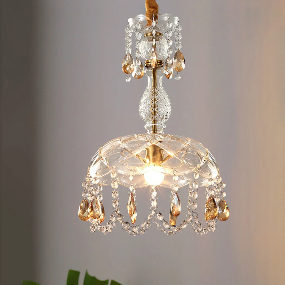 Rondelle Crystal Flower Pendant Lamp