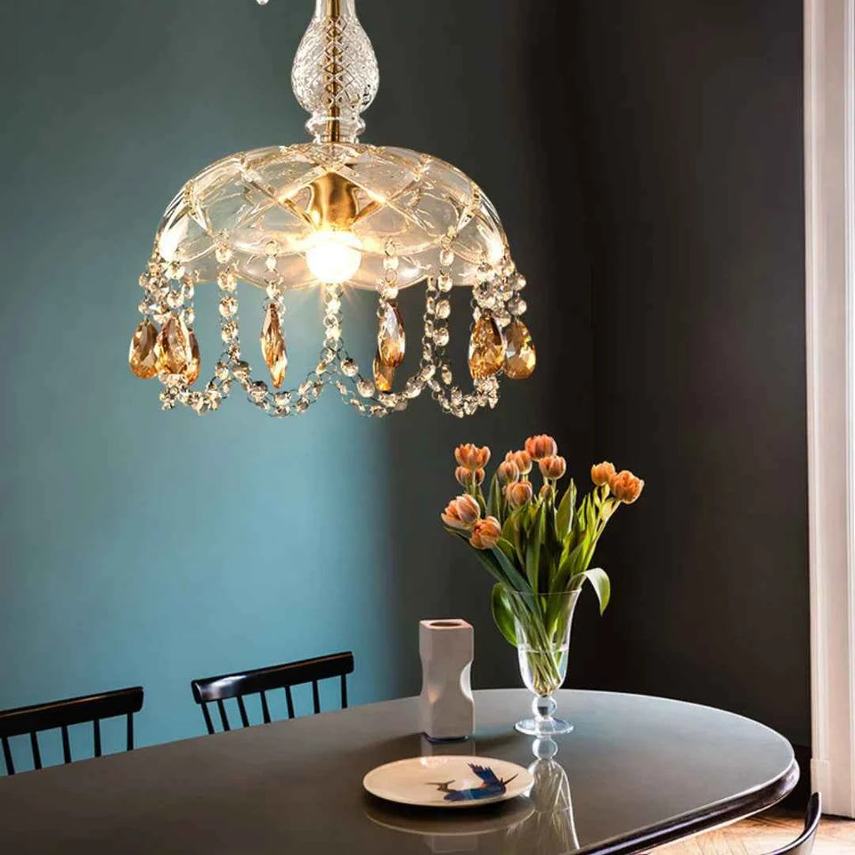 Rondelle Crystal Flower Pendant Lamp