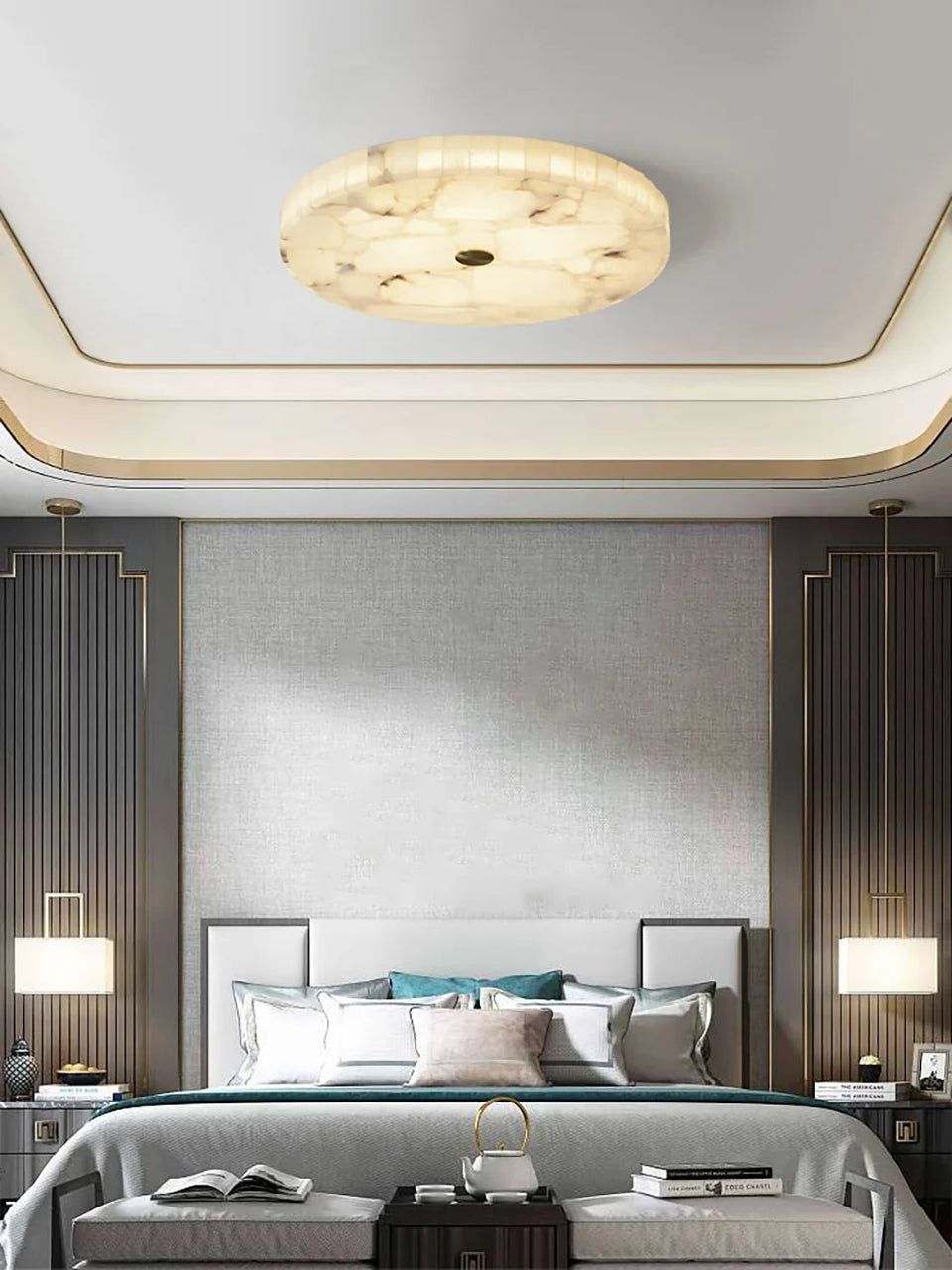 Alabaster Round Ceiling Lamp