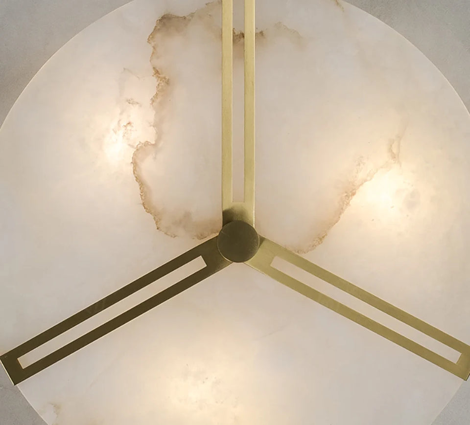 Round Copper Alabaster Ceiling Light