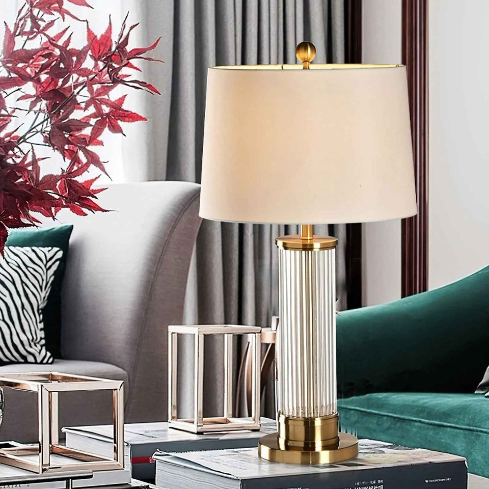 Round Metal Glass Table Lamp