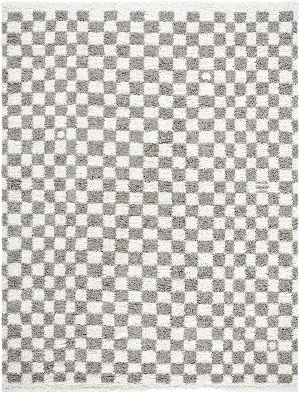 Kieu Taupe Checkered Plush Rug