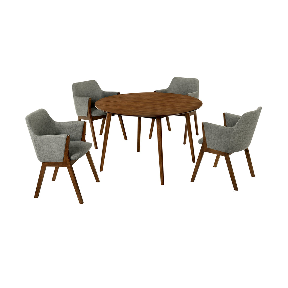 Arcadia and Renzo 48" 5 Piece Dining Set