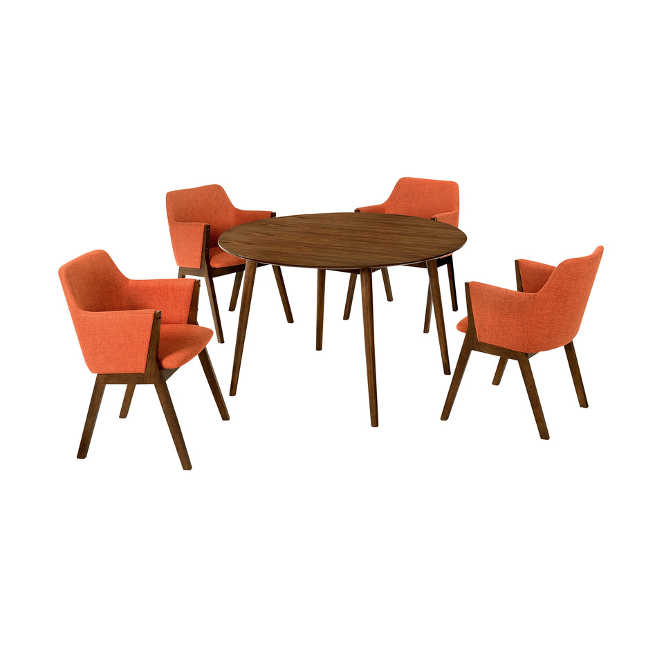 Arcadia and Renzo 48" 5 Piece Dining Set