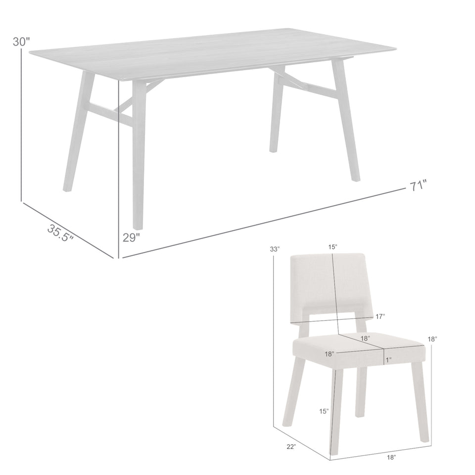 Channell 7 Piece Wood Dining Table Set