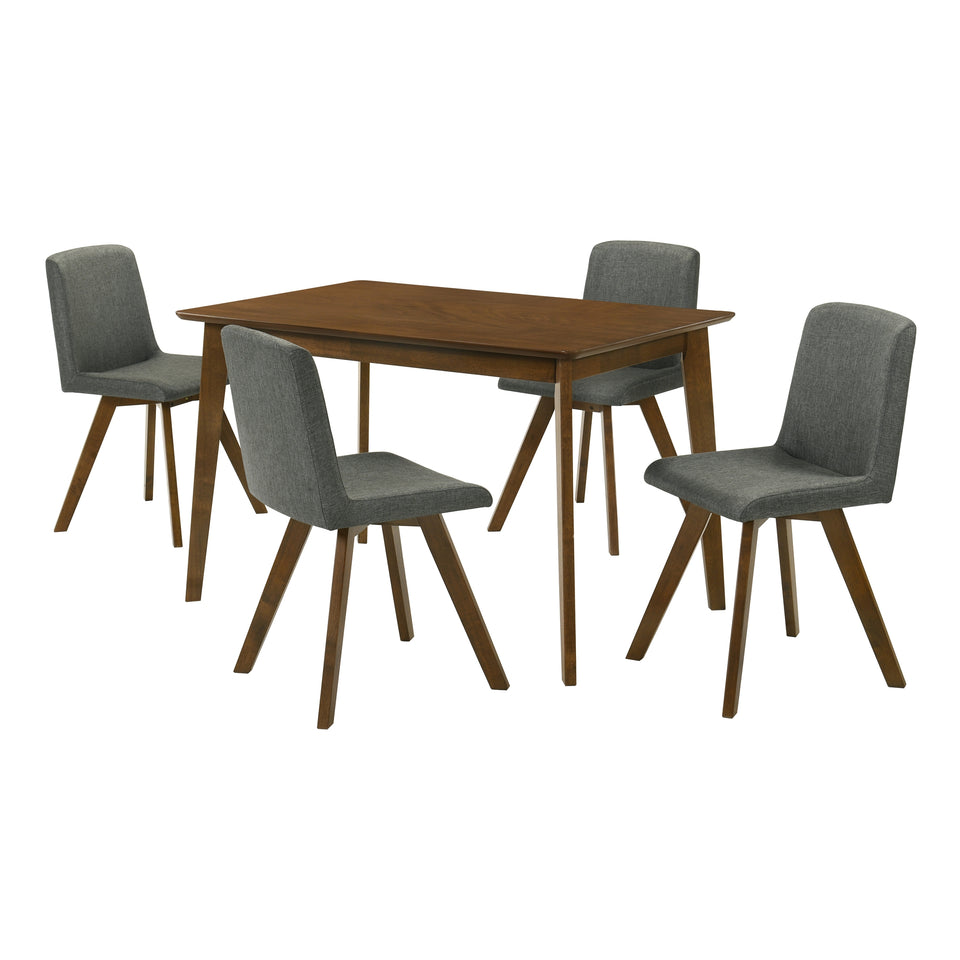Gina 5-Piece Rectangular Walnut Dining Set