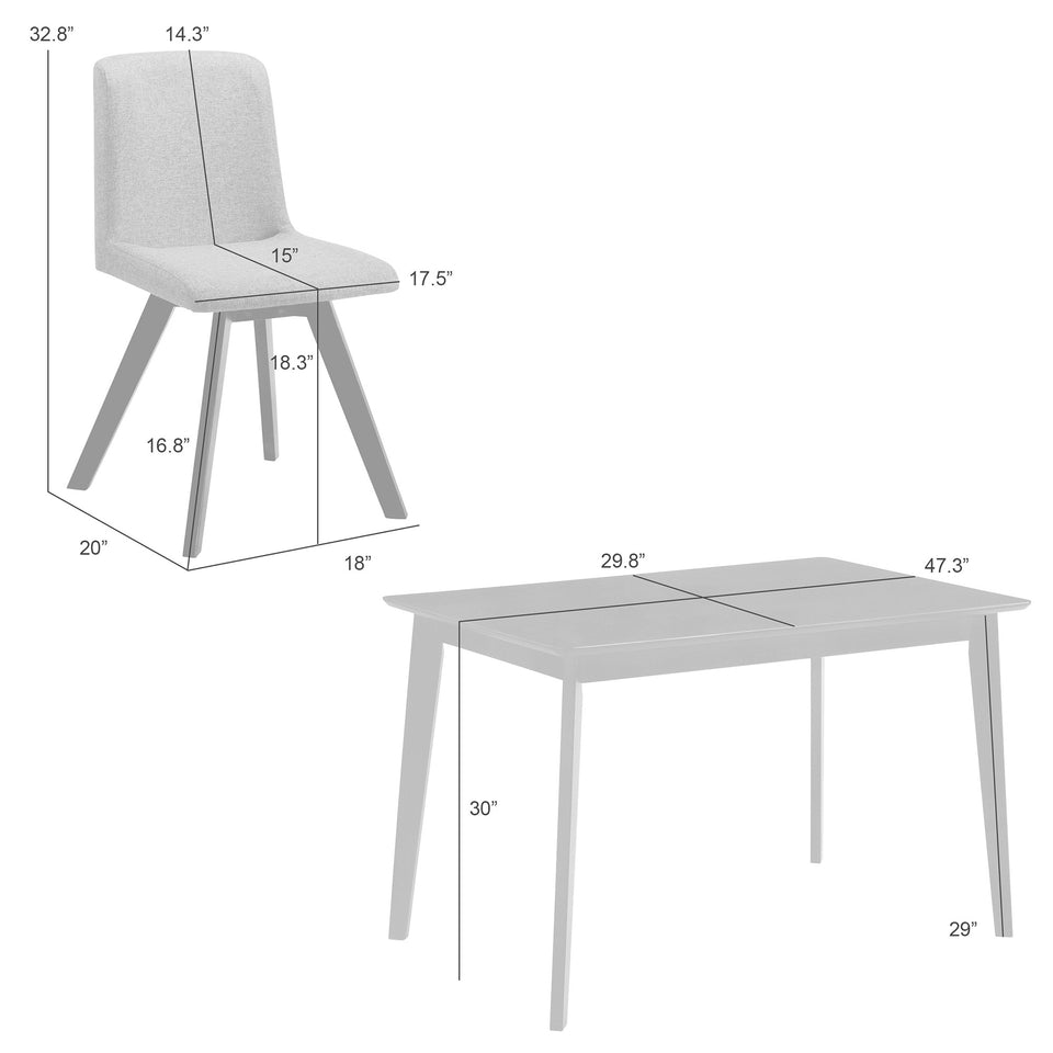 Gina 5-Piece Rectangular Walnut Dining Set