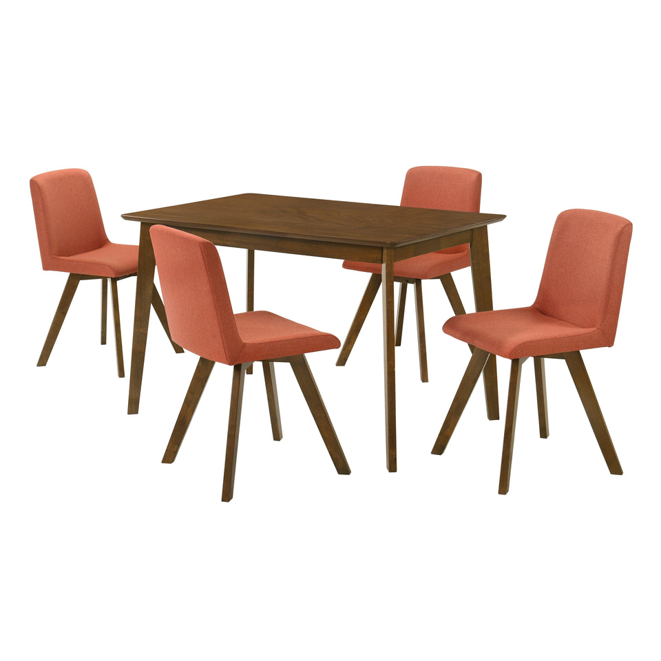 Gina 5-Piece Rectangular Walnut Dining Set