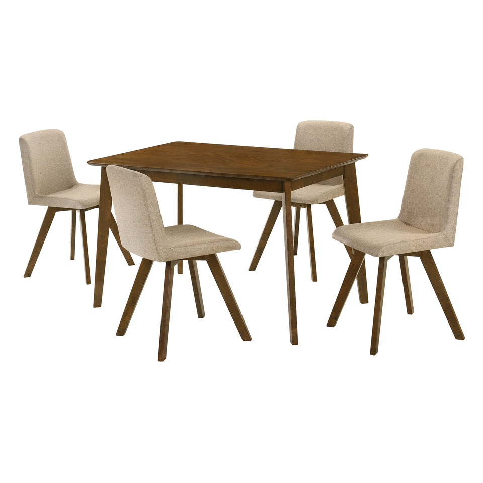 Gina 5-Piece Rectangular Walnut Dining Set