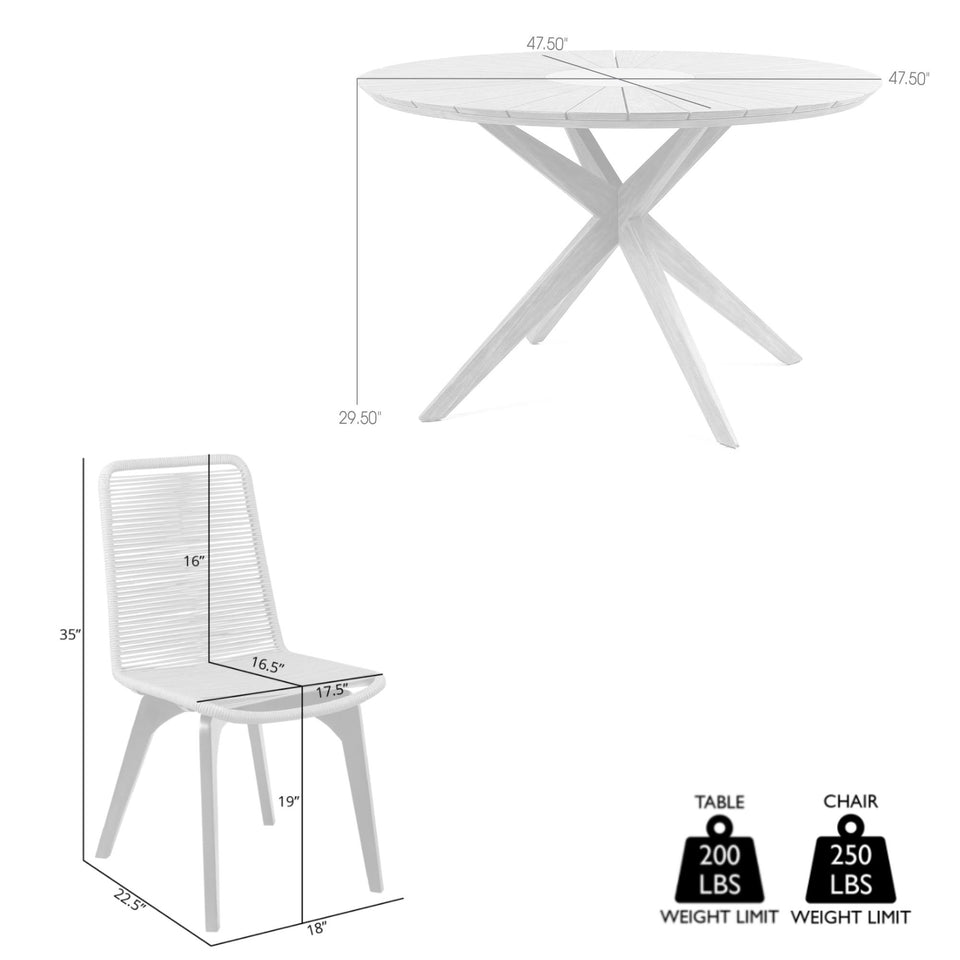 Oasis and Island Outdoor 5 Piece Dining Set