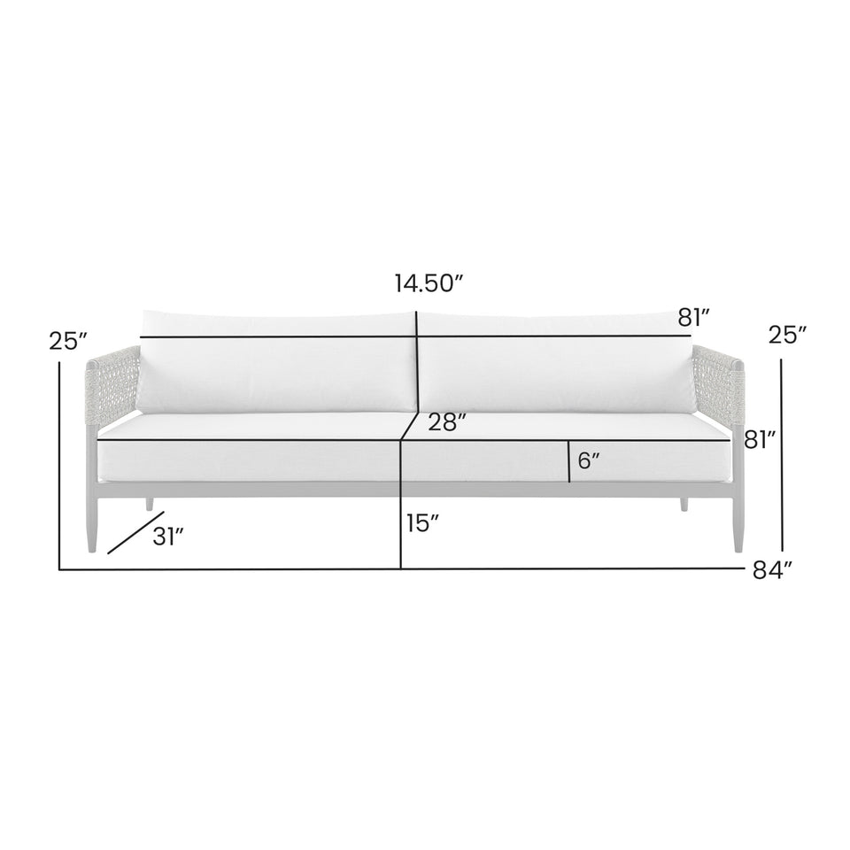 Alegria Aluminum and Rope Outdoor Sofa