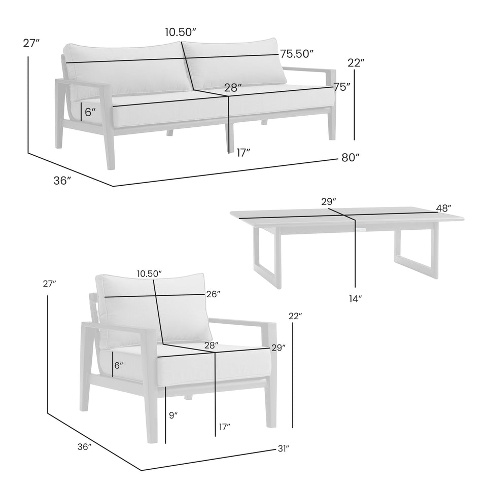 Cayman 4 Piece Seating Set