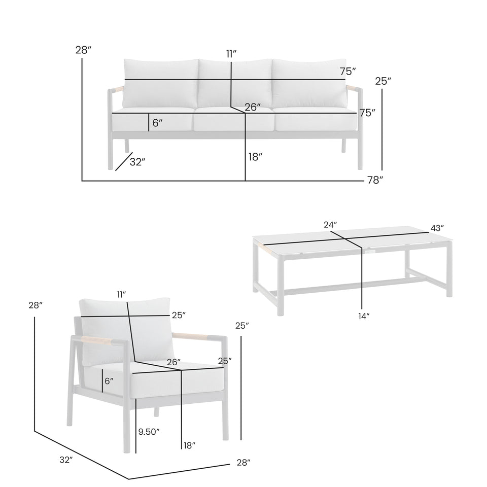 Crown 4 Piece Outdoor Seating Set