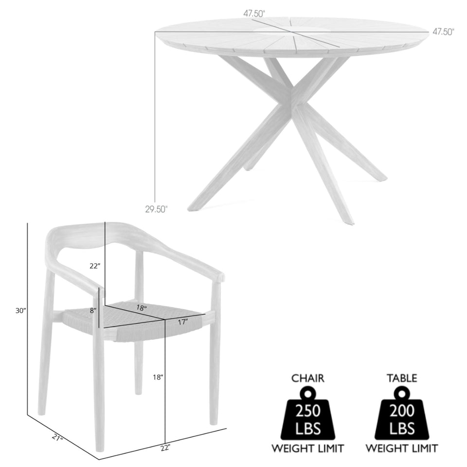 Oasis Santo Outdoor 5 Piece Dining Set