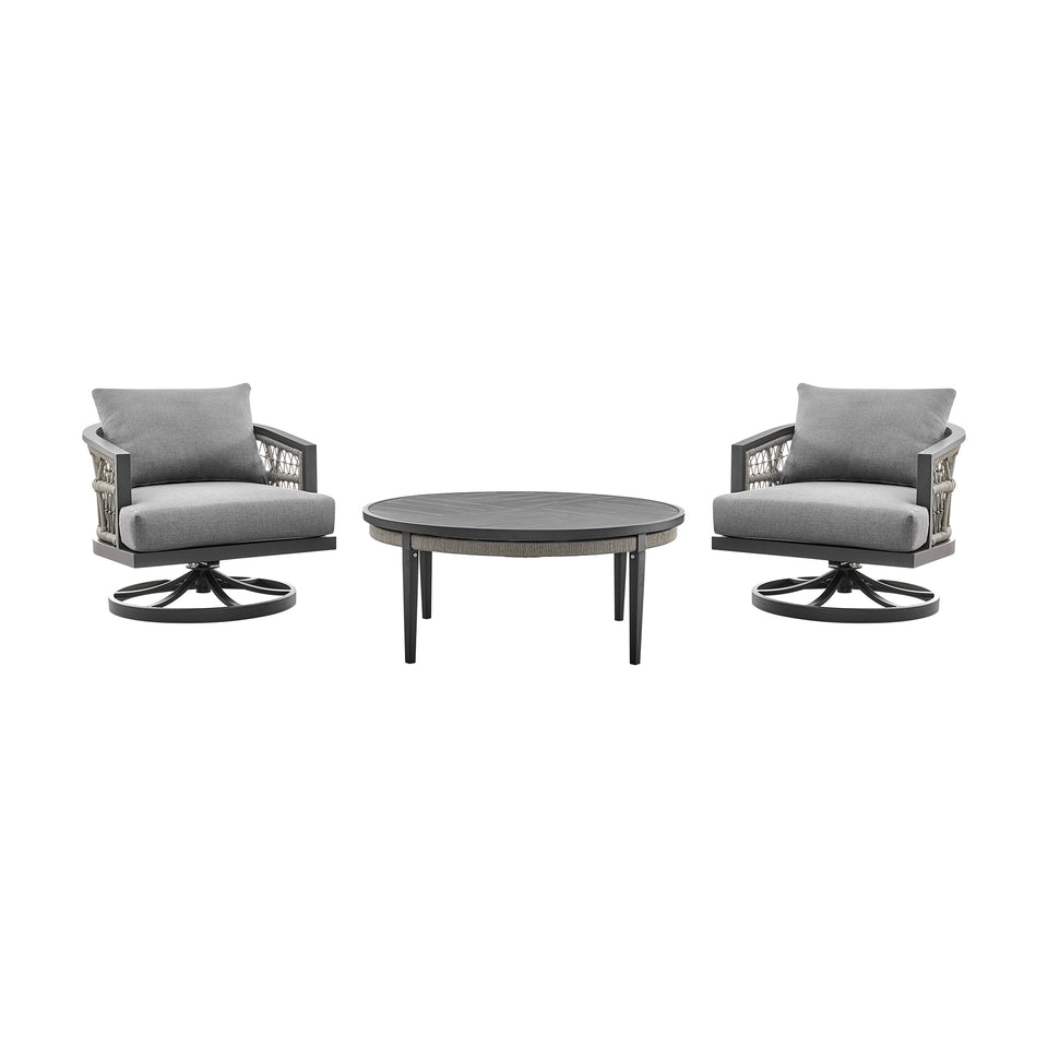 Zella Outdoor 3 Piece Swivel Seating Set