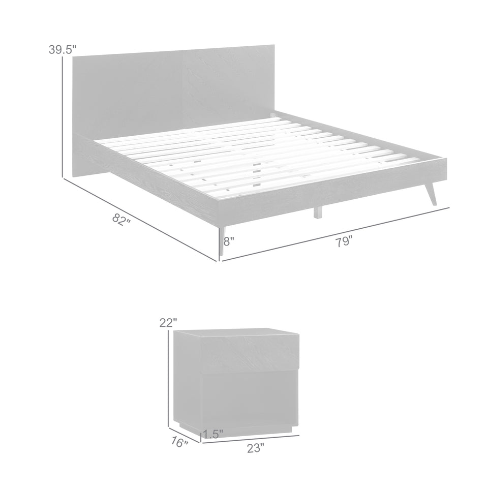 Petra 3 Piece Wood Bedroom Set