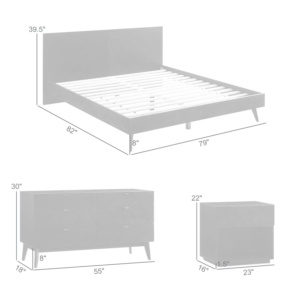 Petra 4 Piece Wood Bedroom Set
