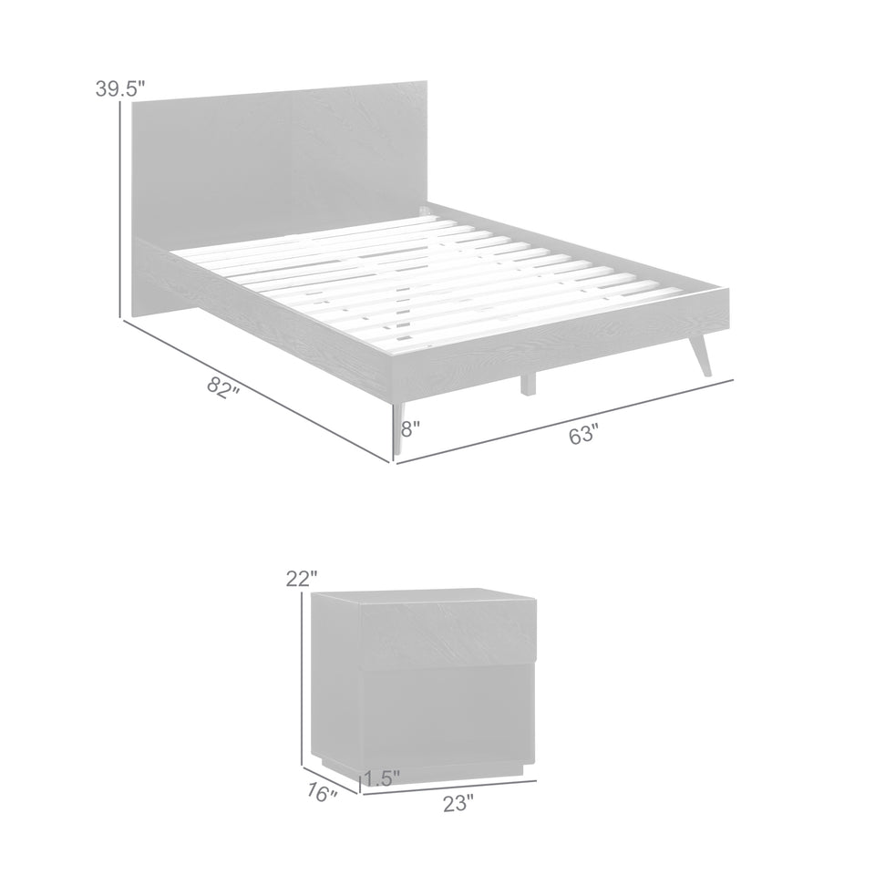 Petra 3 Piece Wood Bedroom Set