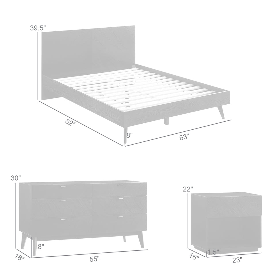 Petra 4 Piece Wood Bedroom Set
