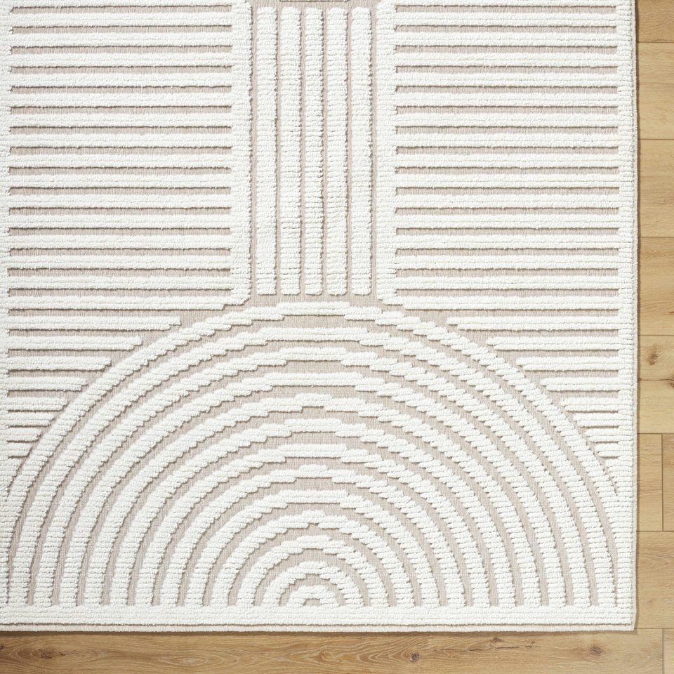 Deron Ivory 3D Rainbow Washable Rug