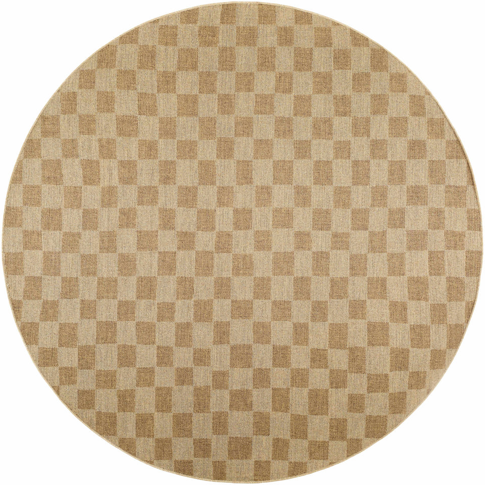Kuval Checkered Brown Outdoor Rug