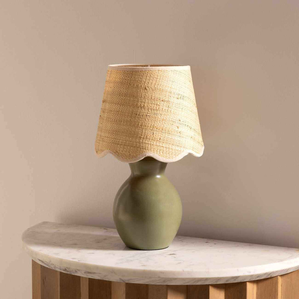 Salgareda Green Rattan Table Lamp