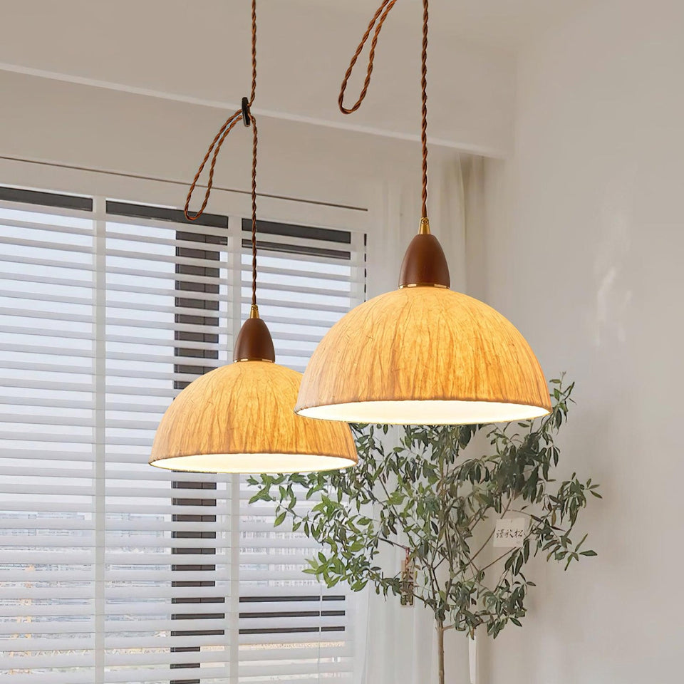 White pendant light - back view