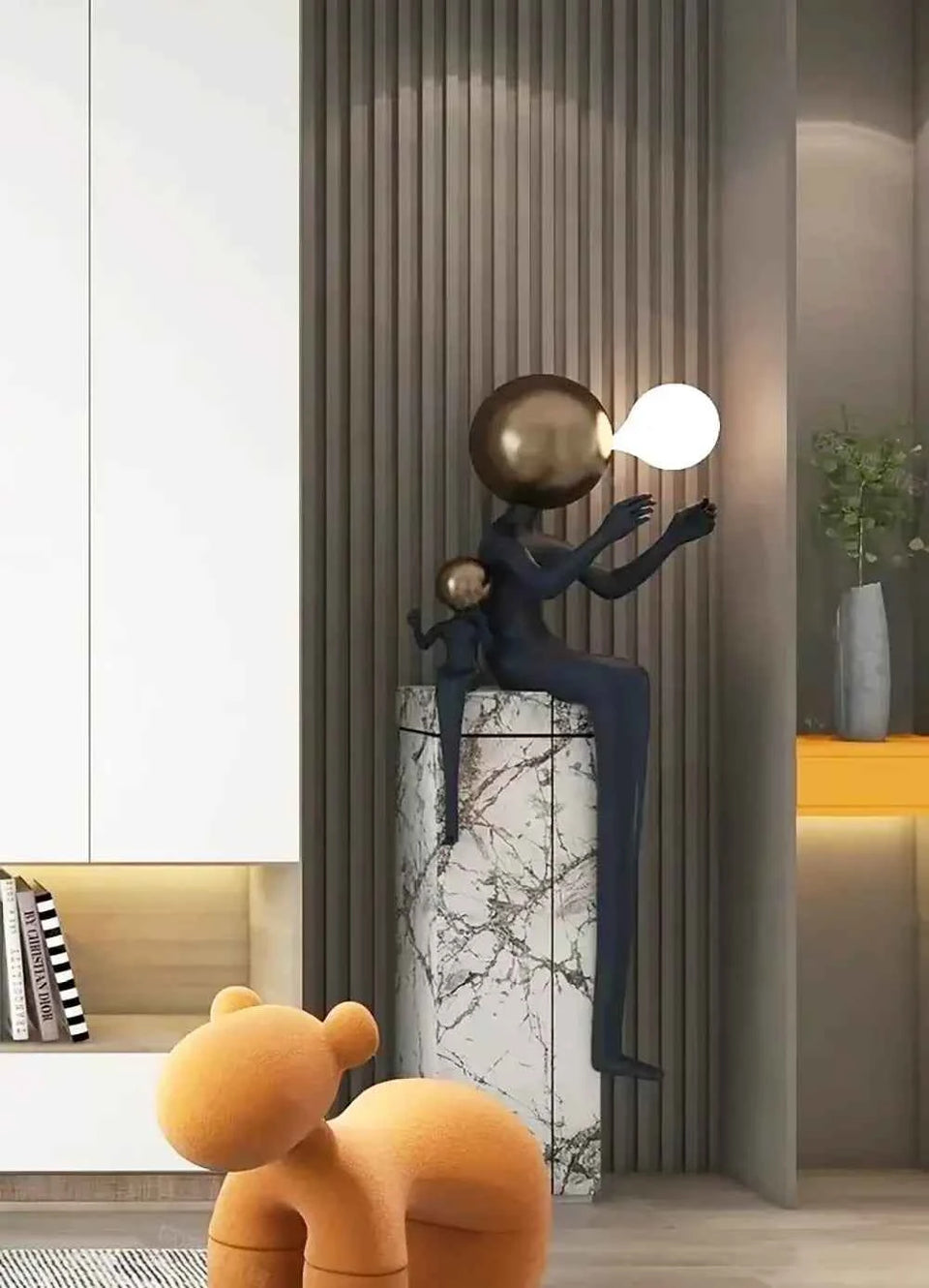 Seated Double Figure Sculpture Floor Lamp