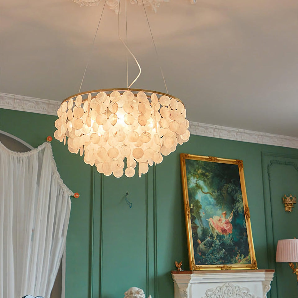 White chandelier - back view
