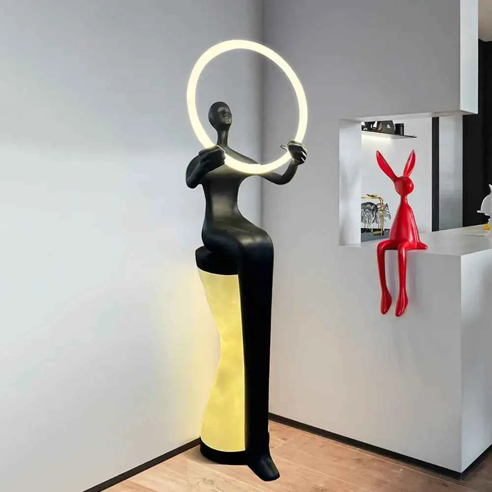 Sitting Man Statue Floor Lamp