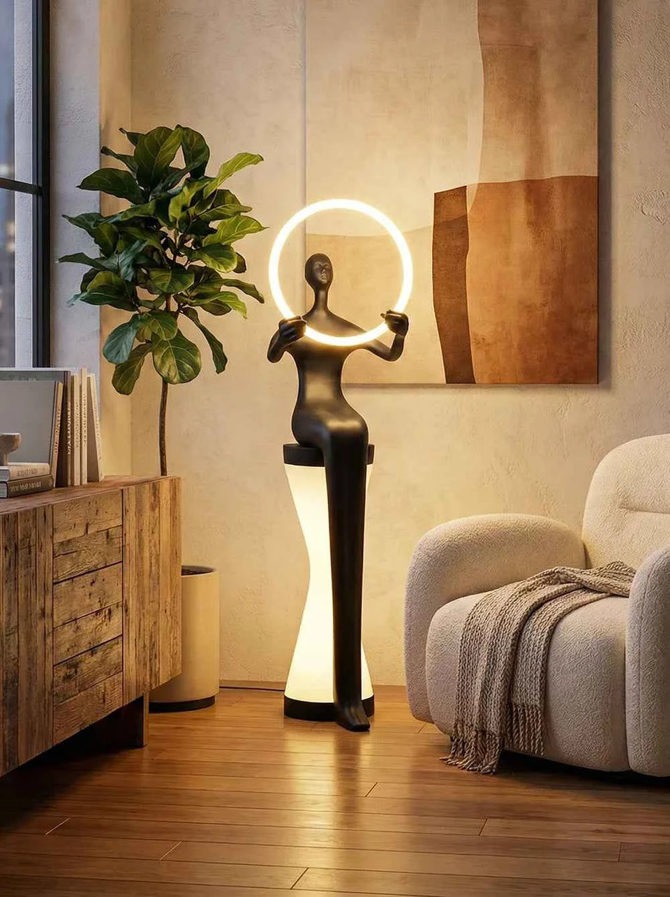 Sitting Man Statue Floor Lamp