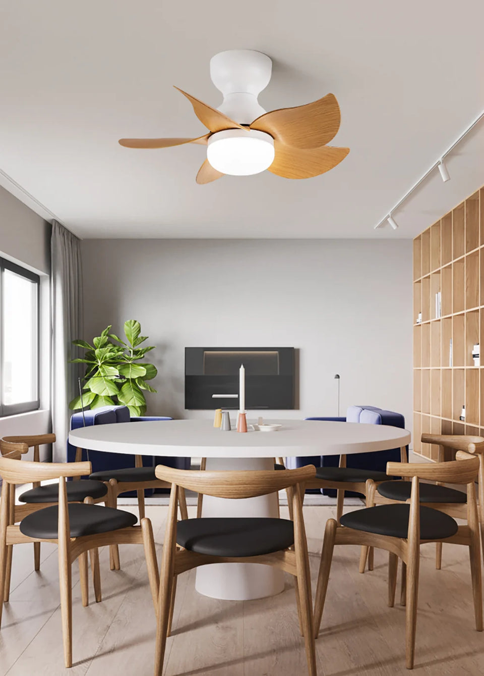 Small 5 Blades Ceiling Fan Lamp