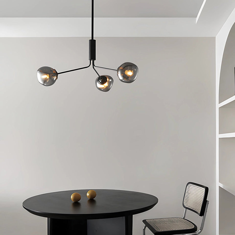 Smoky grey & Black glass chandelier - close-up detail