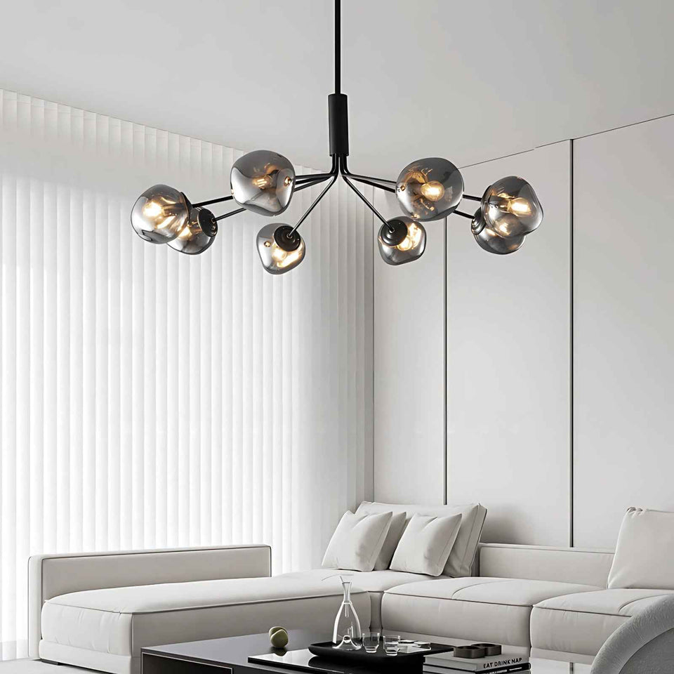 Smoky grey & Black glass chandelier - back view