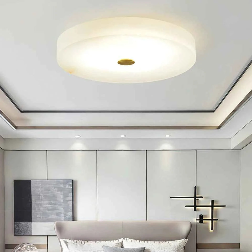 Round Sophie White Alabaster Ceiling Lamp