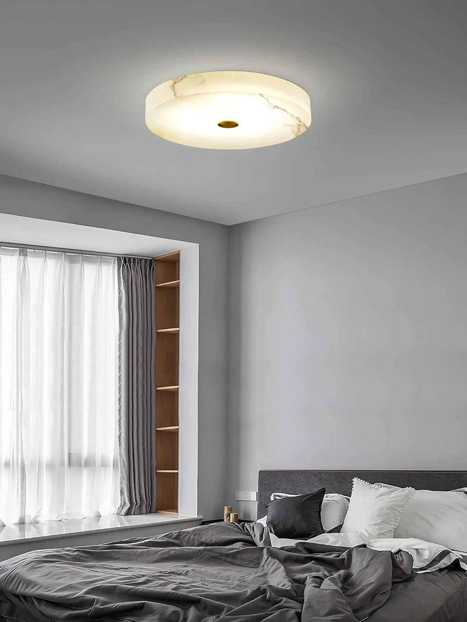 Round Sophie White Alabaster Ceiling Lamp