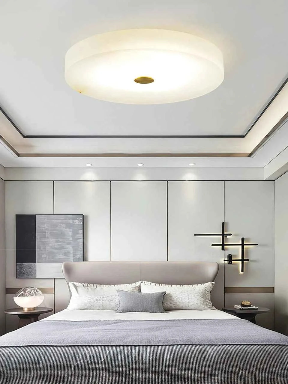 Round Sophie White Alabaster Ceiling Lamp