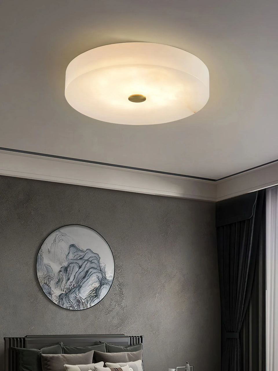 Round Sophie White Alabaster Ceiling Lamp