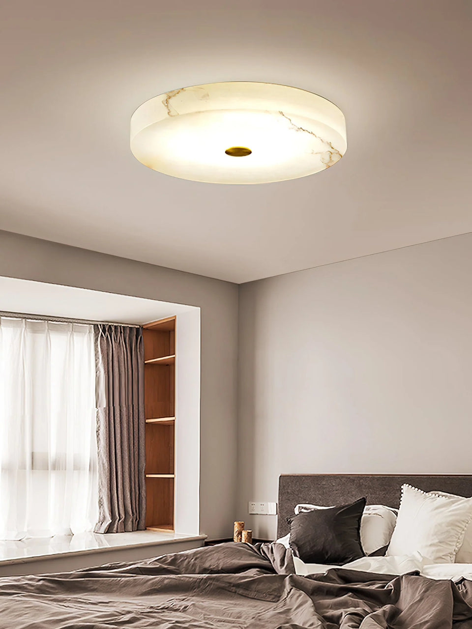 Round Sophie White Alabaster Ceiling Lamp