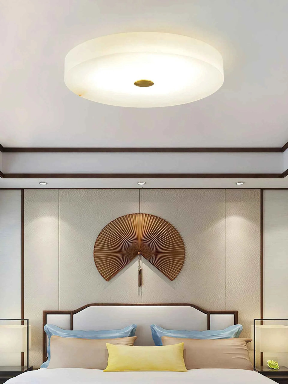 Round Sophie White Alabaster Ceiling Lamp