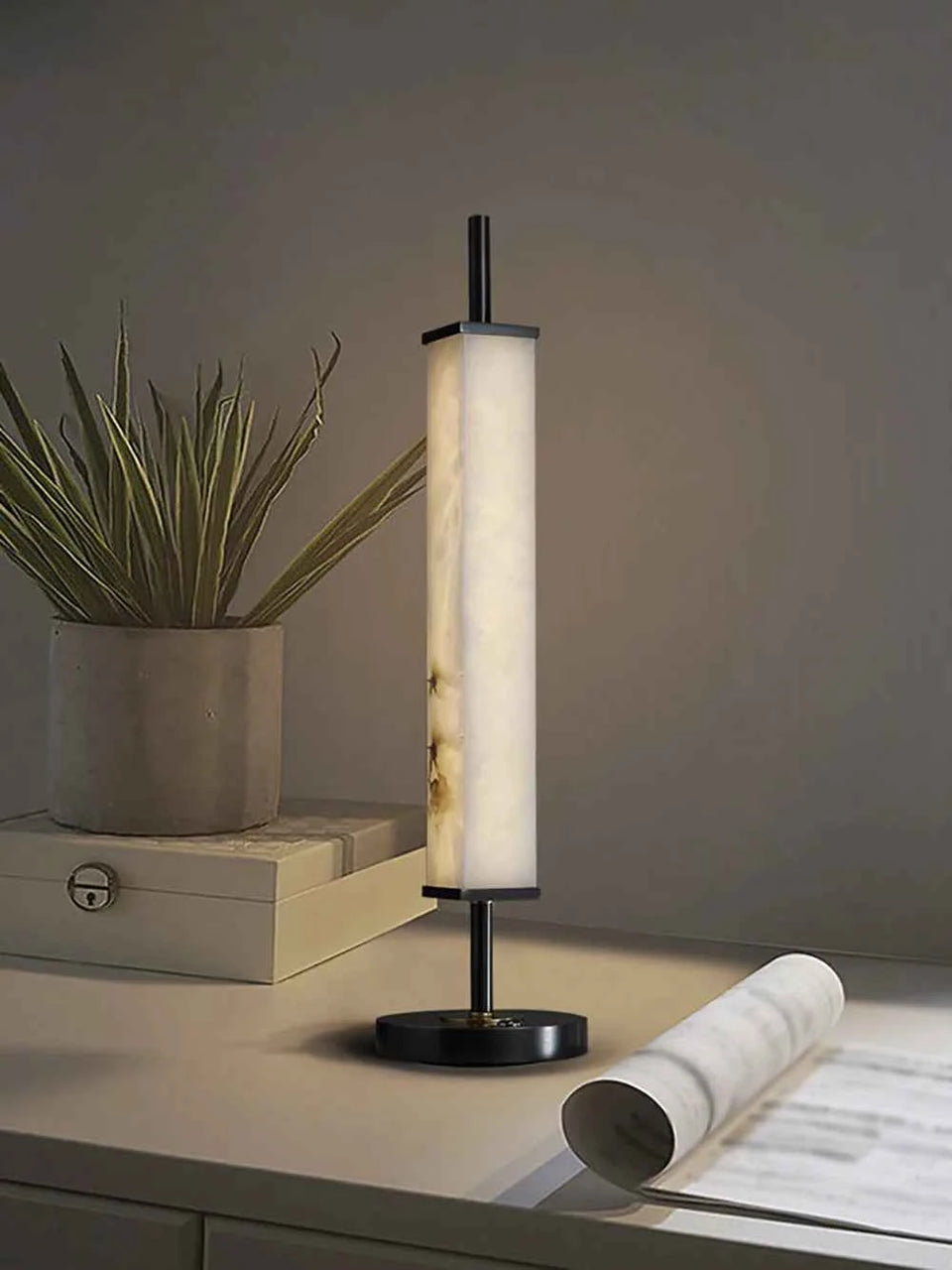 Spere Cuboid Alabaster Table Lamp