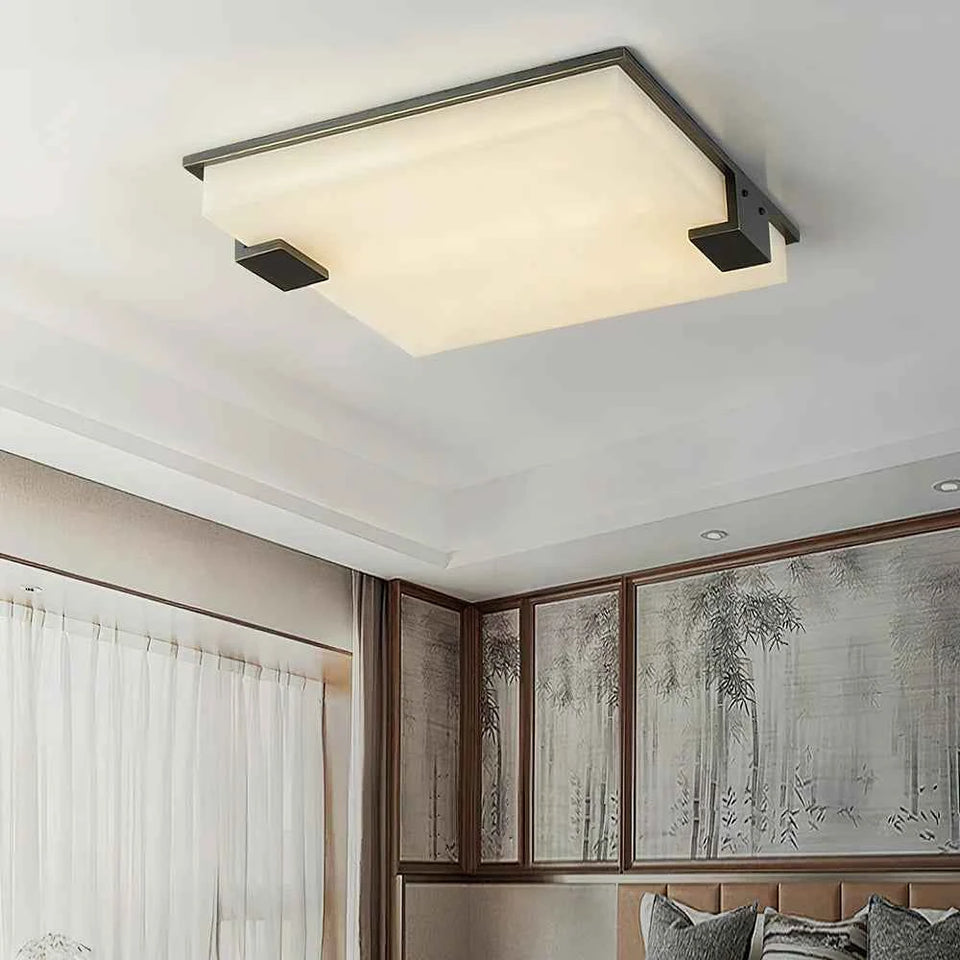 Arle Square Alabaster Black Ceiling Lamp