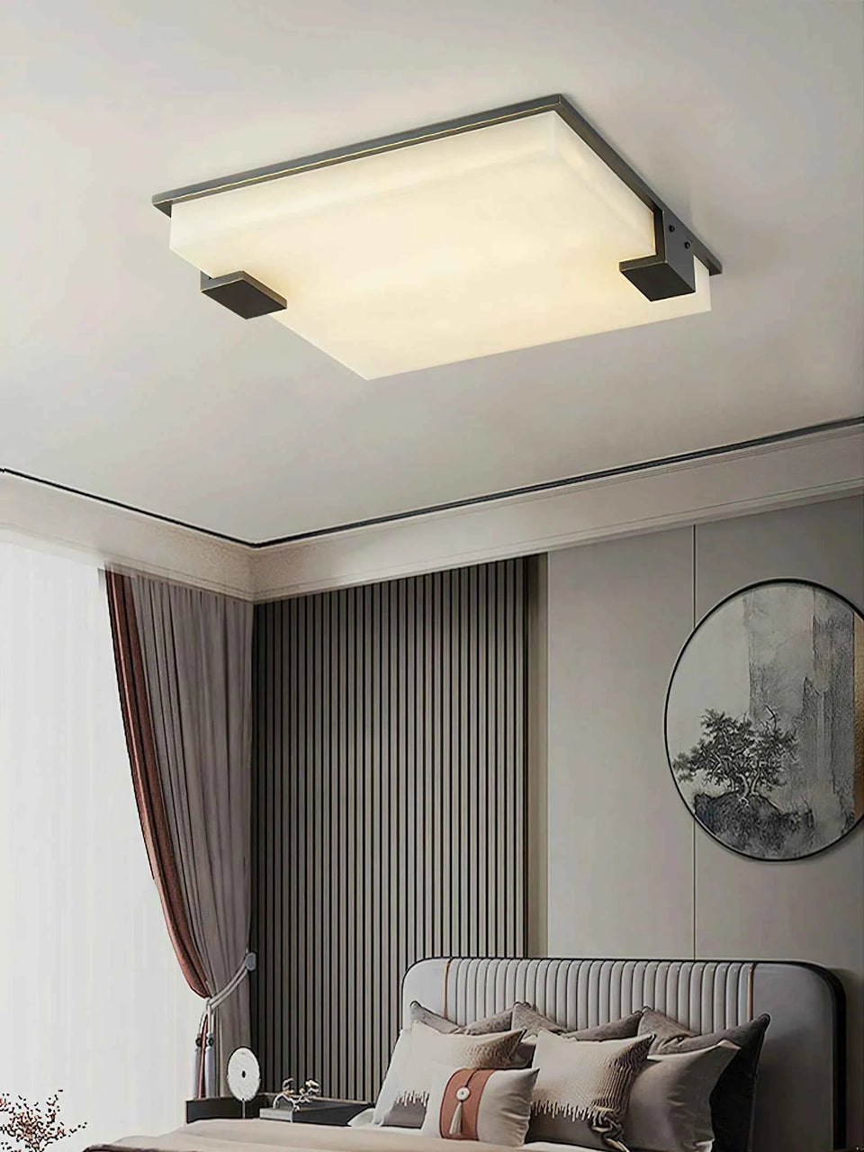 Arle Square Alabaster Black Ceiling Lamp